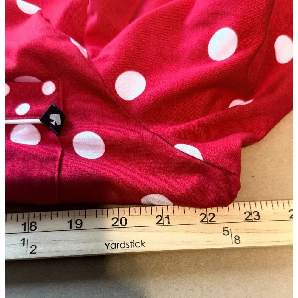 Kate Spade 1X Red Polka Dot Long Sleeve Button Front Pajama PJ Set Lounge Plus